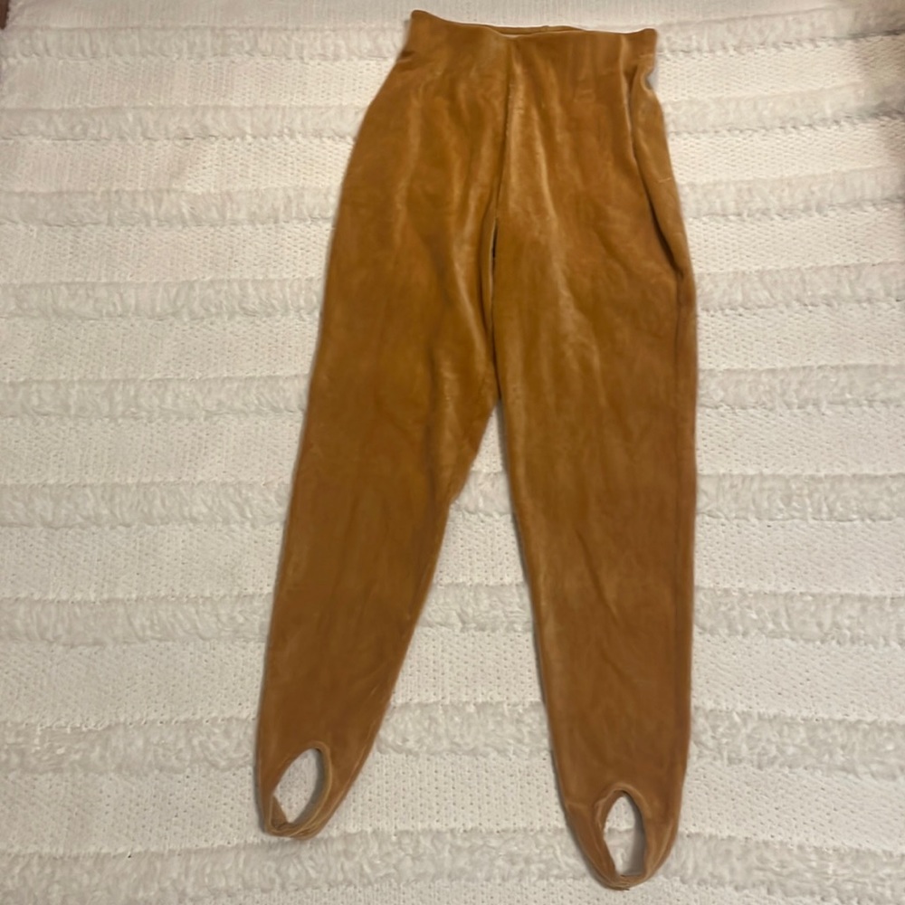 Valerie Stephens petites stirrup pants gold soft leggings womens size PS vintage